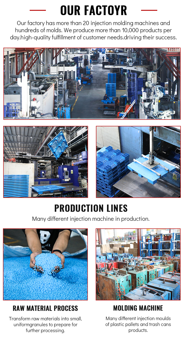 Space Saving Nestable Solid Top Plastic Pallets Distribution 9-Legs Shipping Pallet for Warehouse Storage ODPC