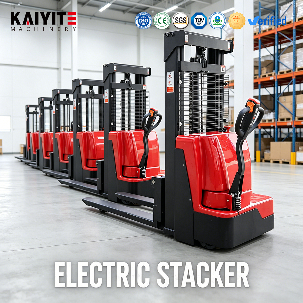 Industrial Electric Stacker 1Ton 2Ton Pallet Stacking Truck 3500mm Lift Height For Racking System