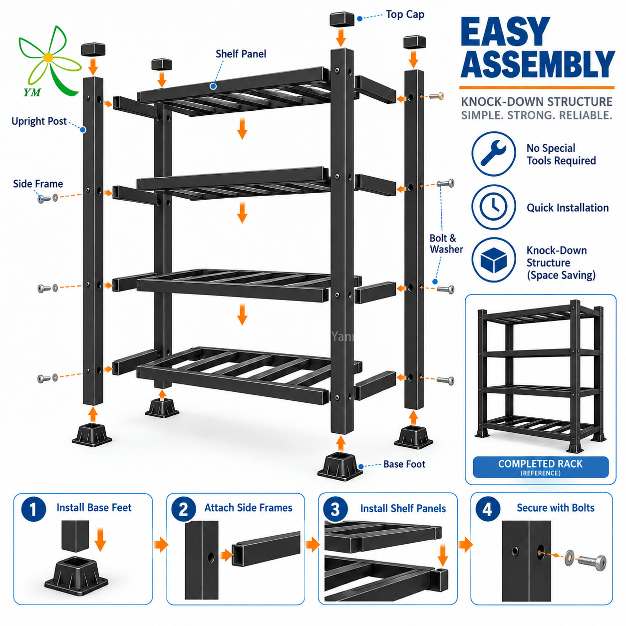 Custom Size Spare Parts Workshop MRO Storeroom Pultruded Lightweight Storage Shelving FRP Storage Rack Warehouse Rack