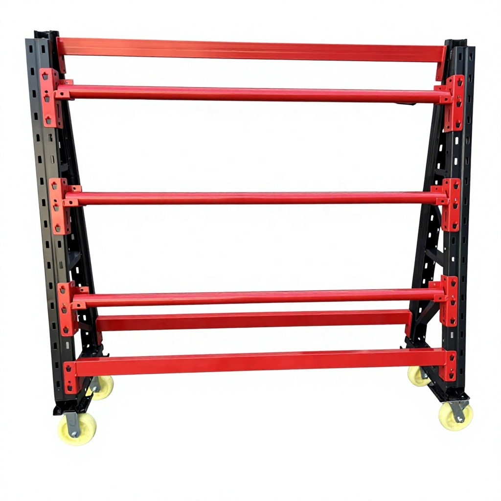 Customized Medium Duty Metallic Roller Rack with Wheels 3-Layer Adjustable Height Storage Rack for Industrial Use