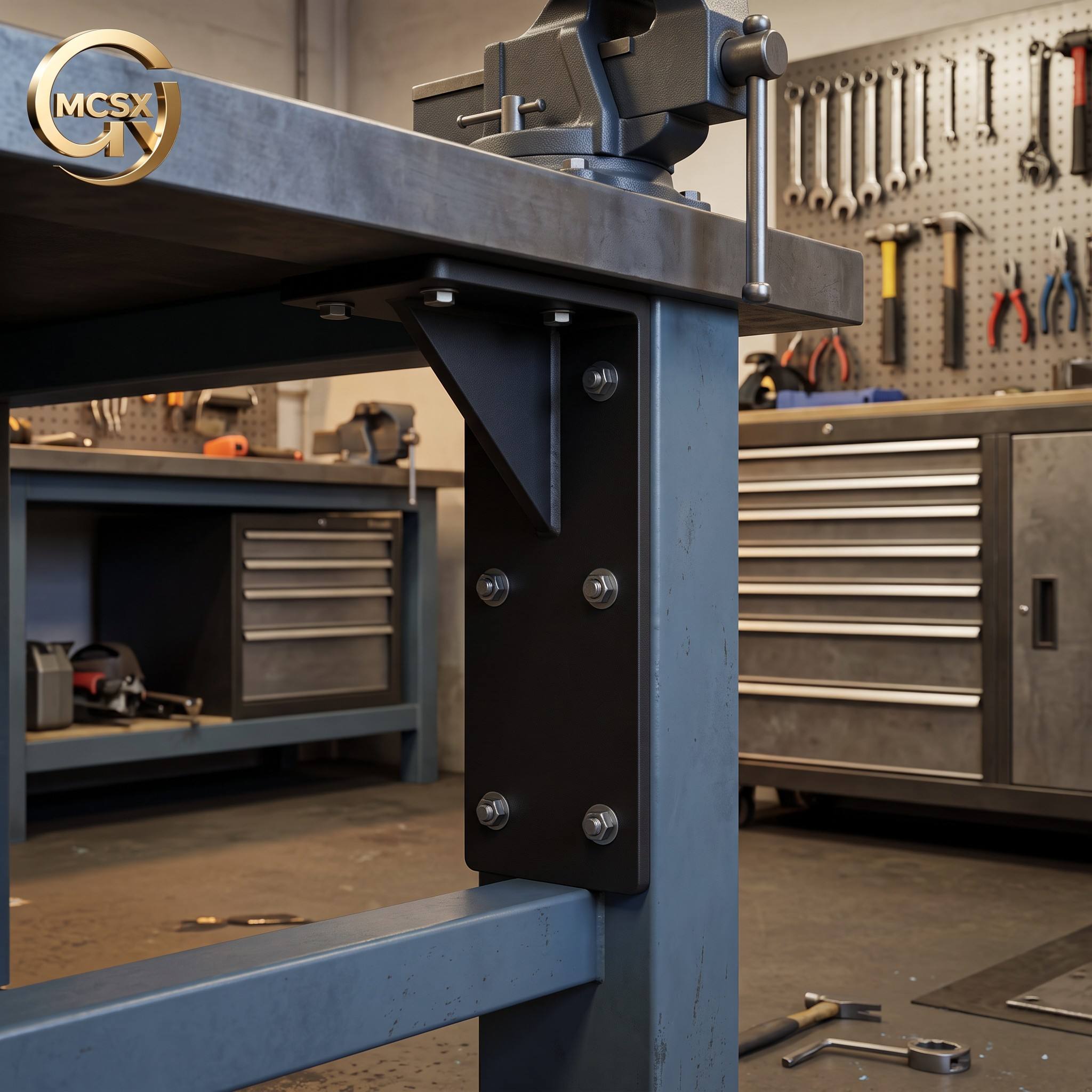 Powder-Coated Iron T-Frame Support - Custom Welded Structural Components for Industrial Shelving