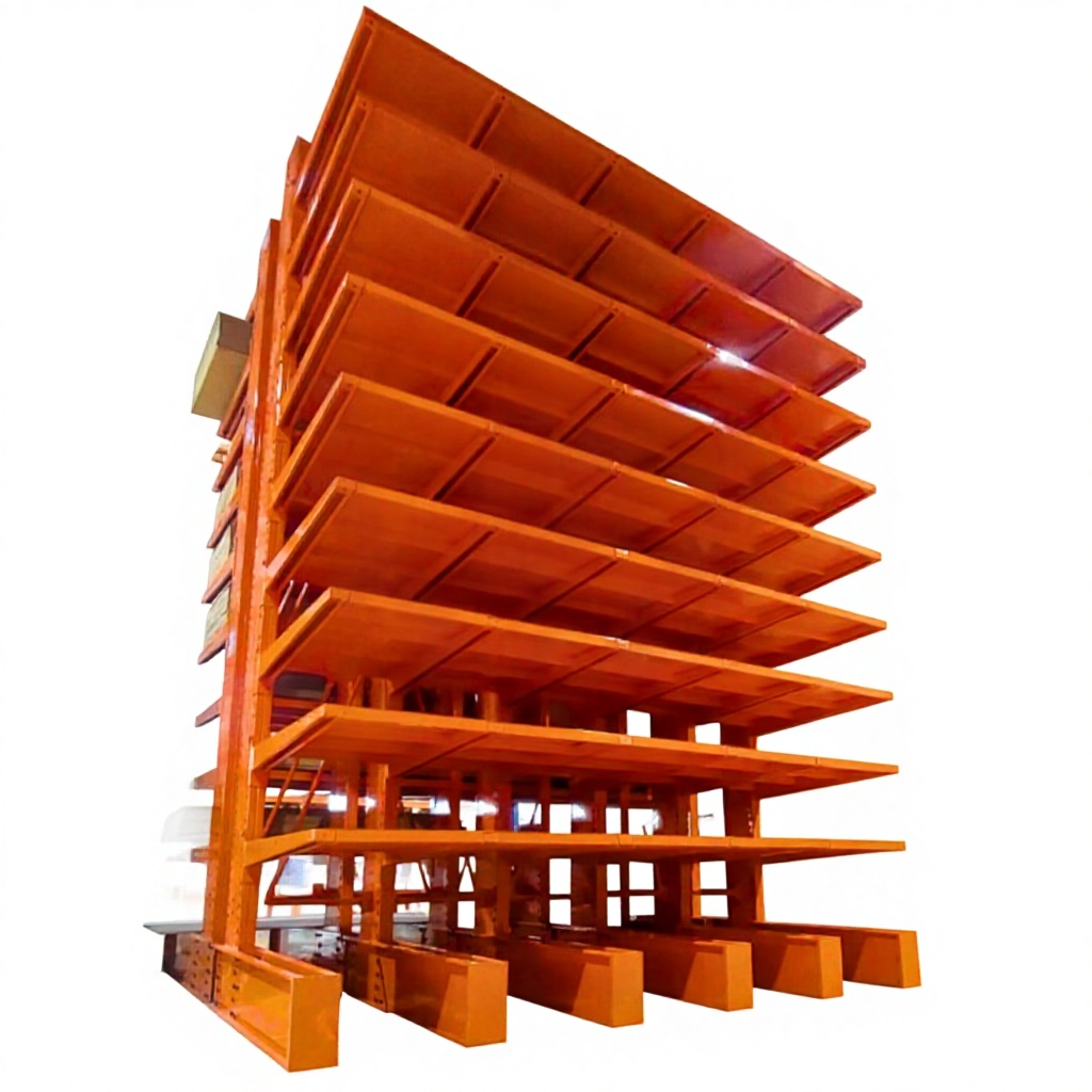 Heavy-Duty Cantilever Rack Designed With Extended Arms Providing Open Front Access For Long And Bulky Material Storage
