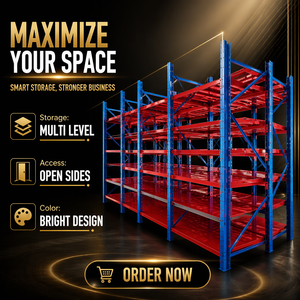 2000KGS Layer Heavy Duty Steel Pallet Rack Adjustable Beam Storage Shelving Powder Coated Blue Orange Warehouse System