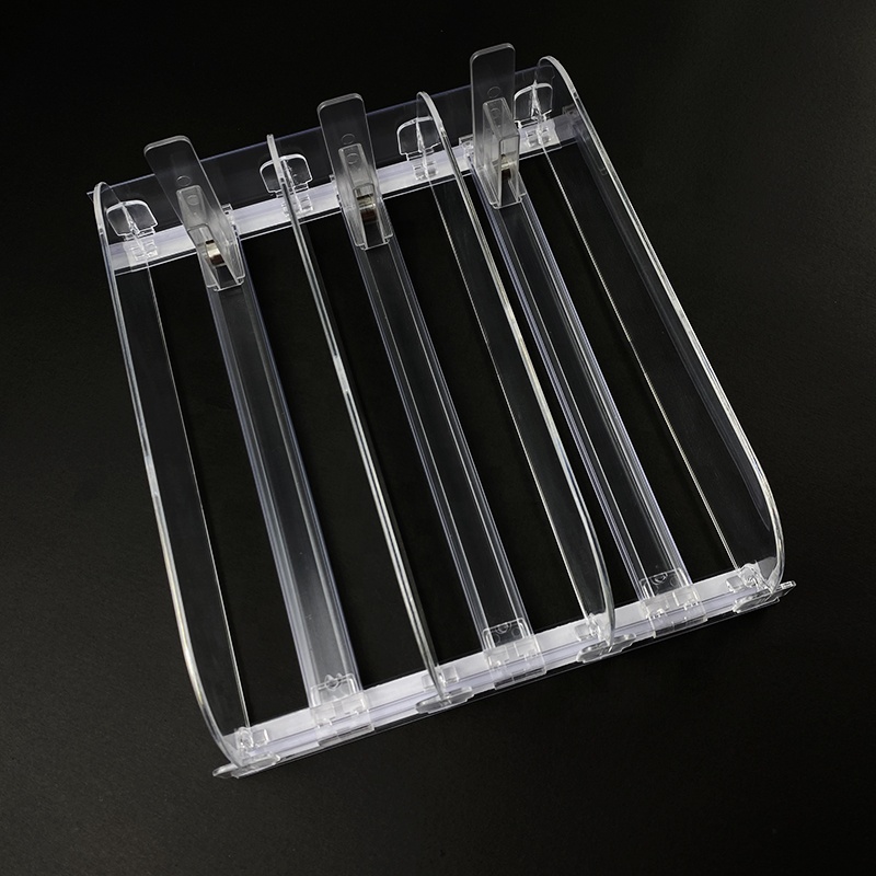 Retail Store Spring Loaded Auto Feed Transparent Plastic Divider Pusher System for Supermarket Shelves with Easy Install