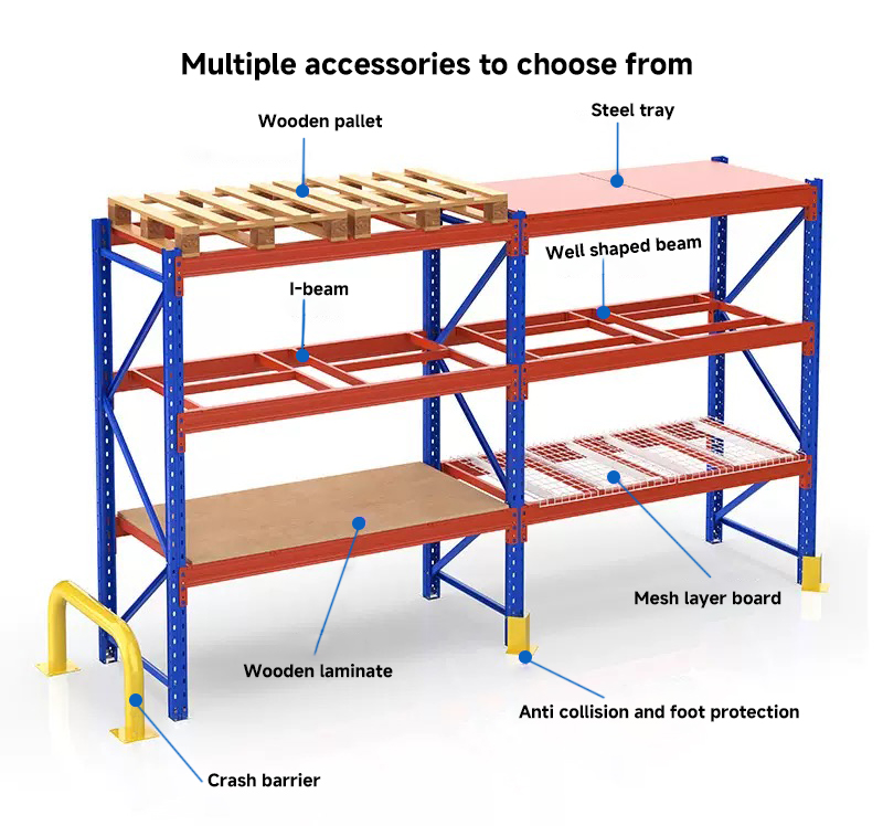 Garage Shelves Pallet Racking Industrial Steel Shelving Warehouse Iron Heavy Duty 2000kg Adjustable Durable Anti-Rust 5 Layer