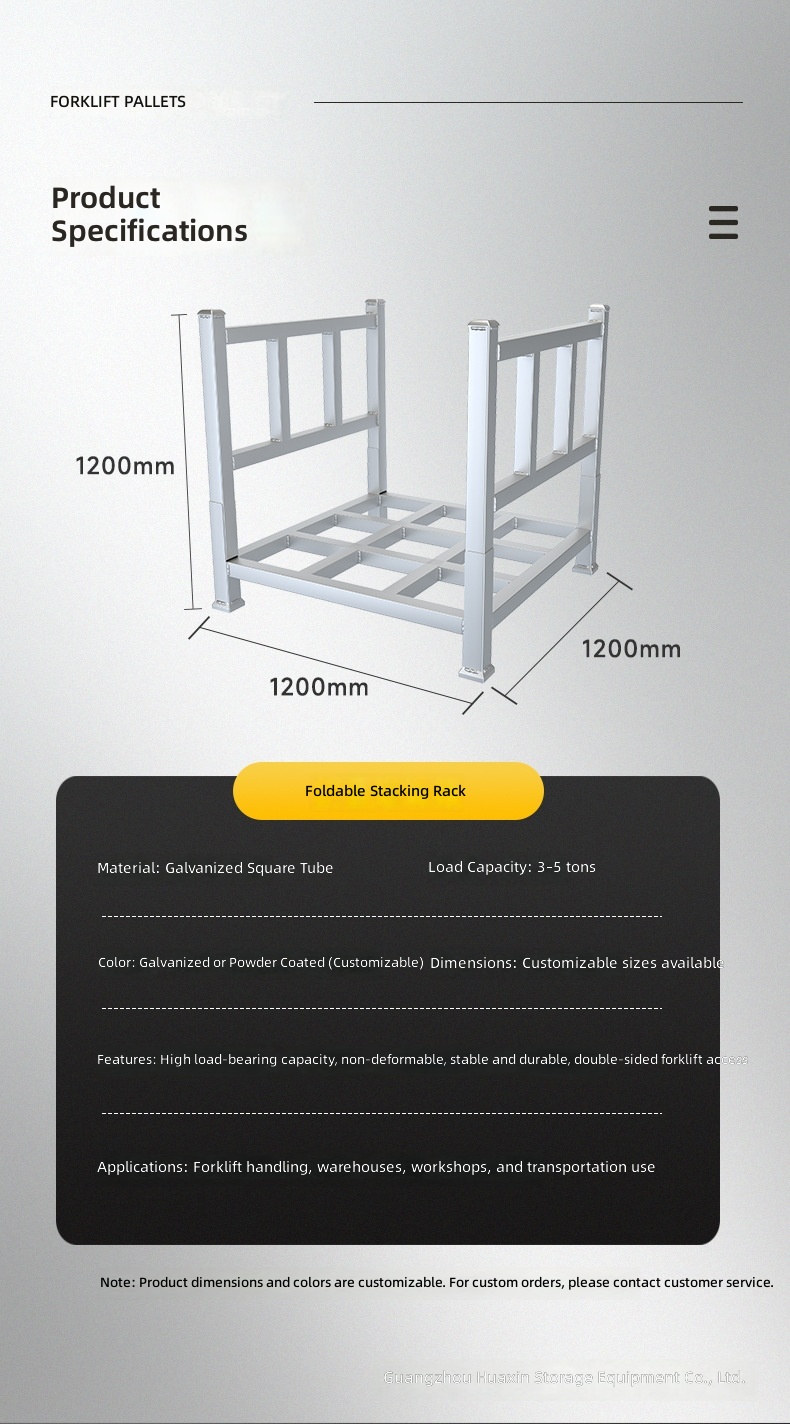 Guangzhou Custom-Made Stackable Folding Steel Pallet Racking Storage Racks Model 202537001 for Warehouse Organization Cold