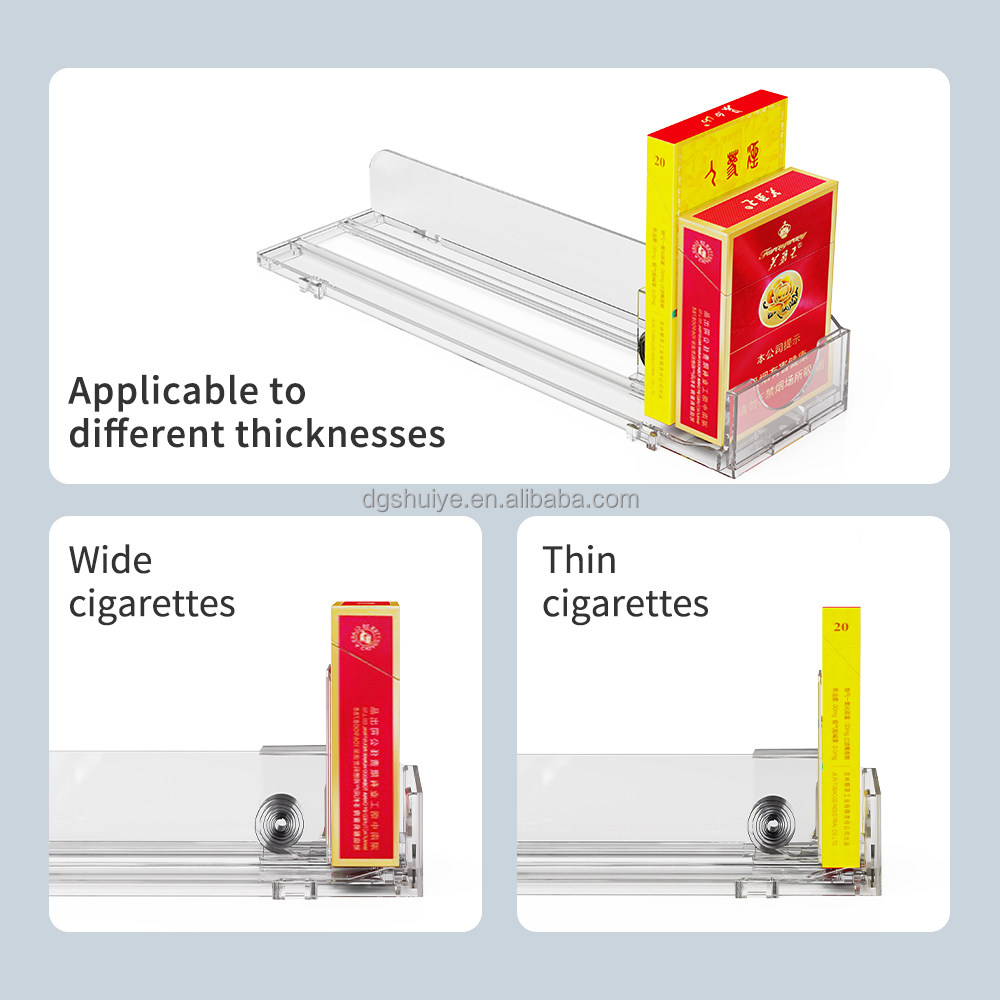 Wholesale Smoke Smart Management Display Rack Sliding Promotion Product Push System Spring Loaded Cigarette Tobacco Shelf Pusher