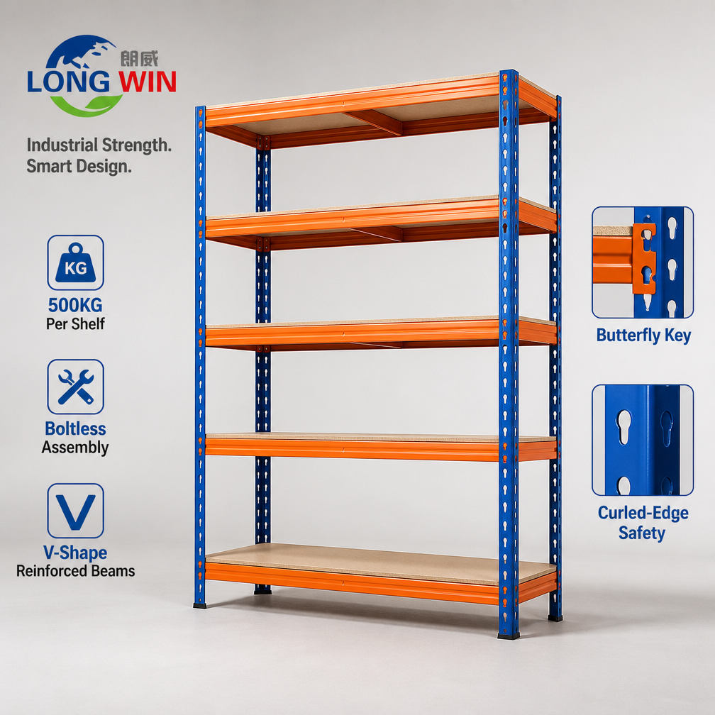 Extra Heavy Duty Boltless Steel Rack 5-Tier Adjustable 2000kg Rivet Lock Garage Warehouse Heavy Duty Warehouse Rack
