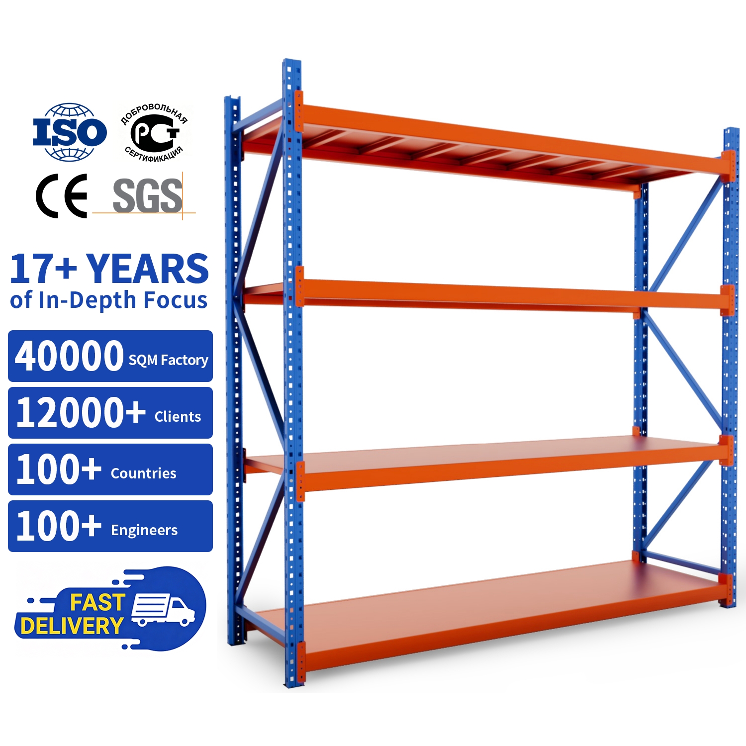 Custom 4-Layer Adjustable Industrial Medium Heavy Duty Shelves System Anti-Rust Selective Pallet Racking for Warehouse Storage