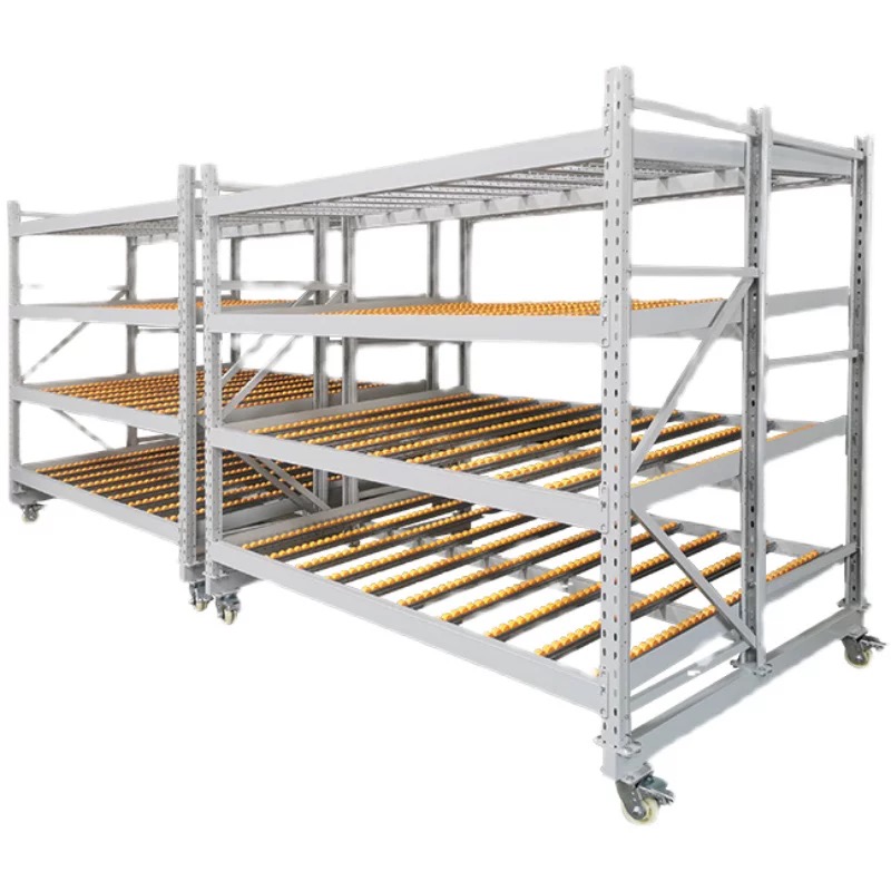 Industrial 5-Layer Adjustable Height Roller Racking Shelf Corrosion Protection Metal Rack for Garage Warehouse Use Fluent
