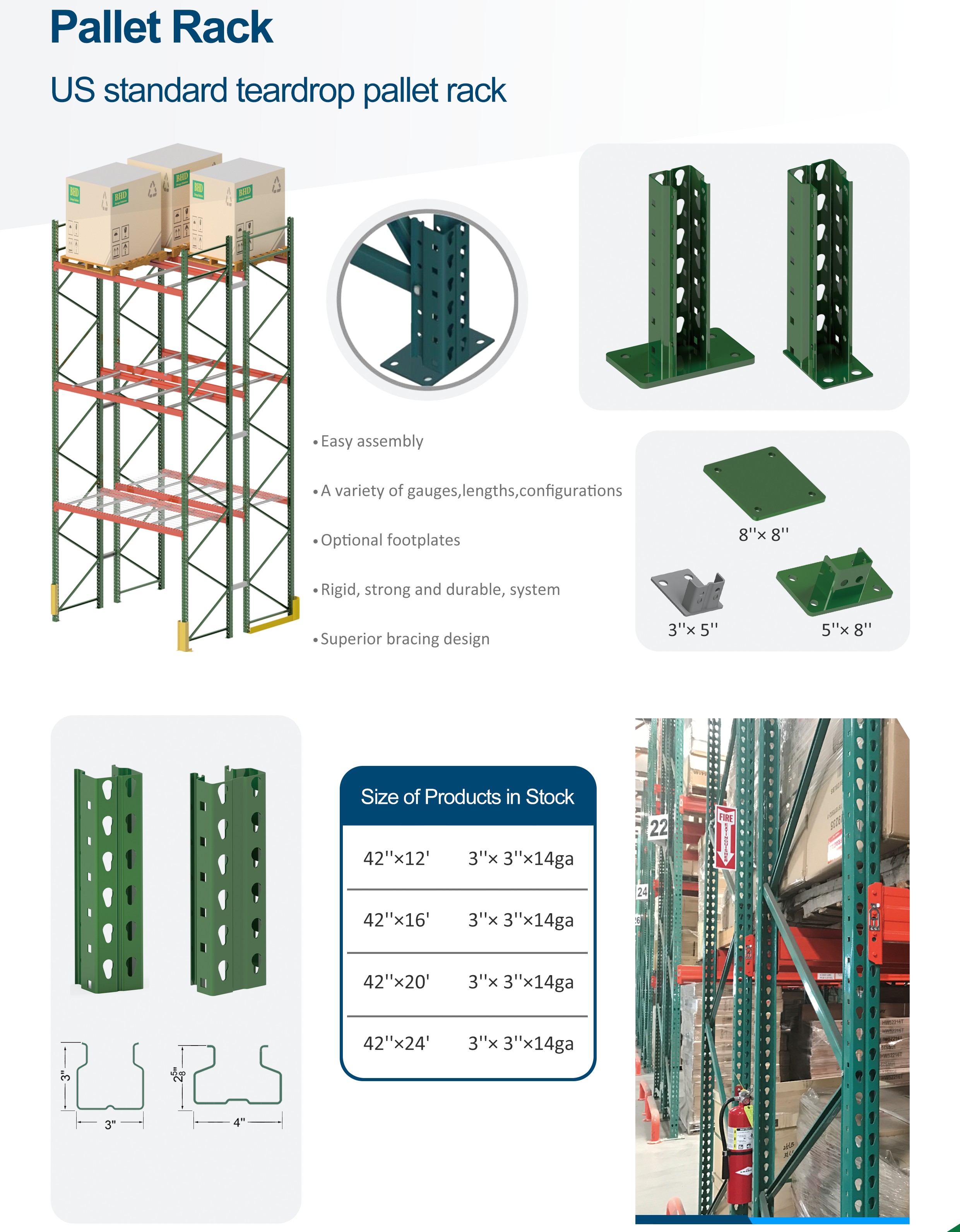 Teardrop Pallet Rack Upright Structure