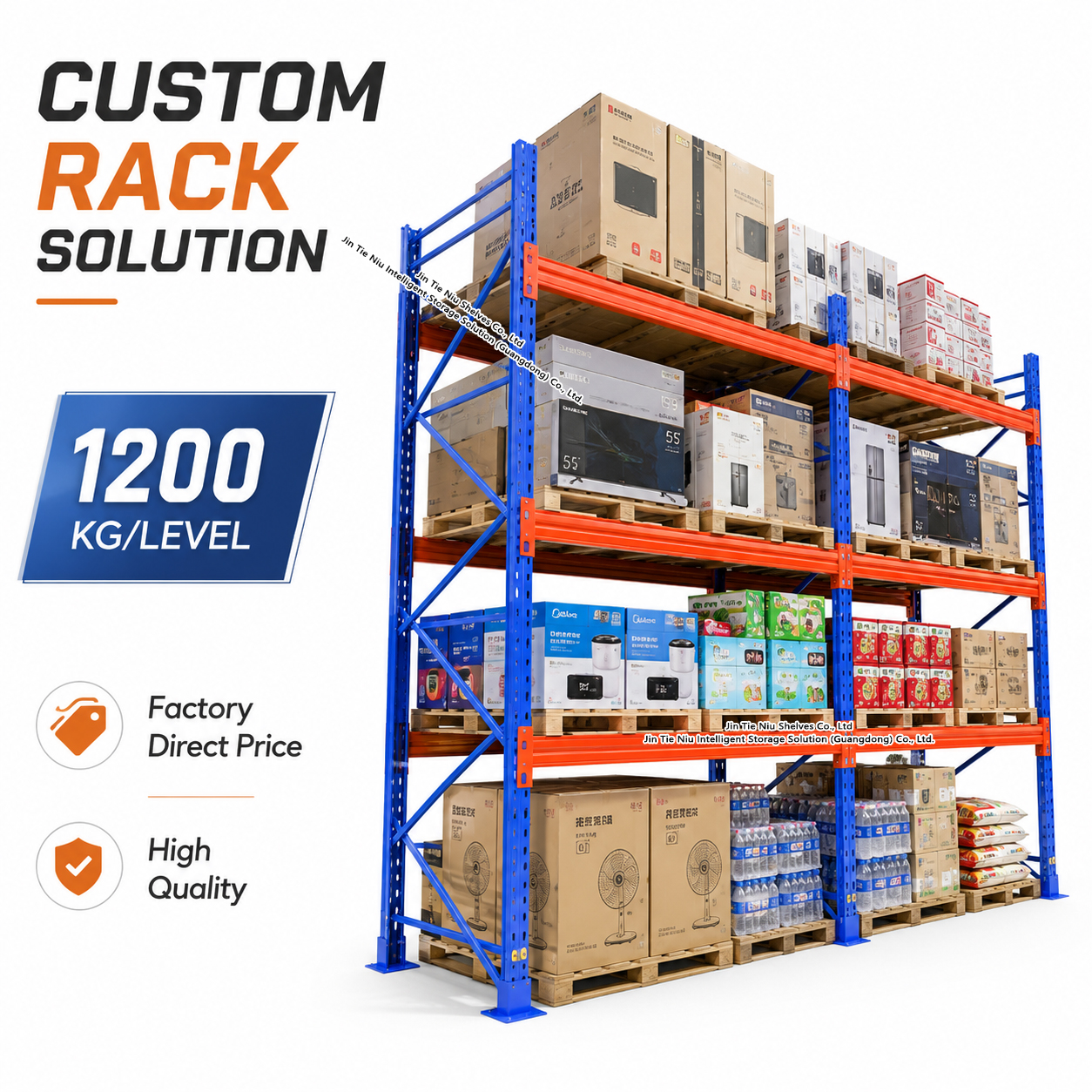 1200KG Steel Heavy Duty Rack Warehouse Pallet Storage Shelving System
