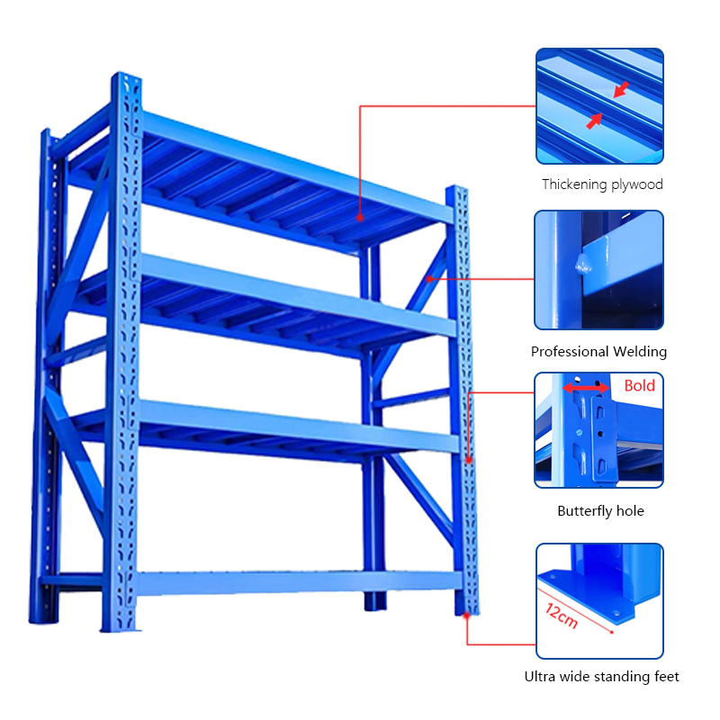 Boltless Storage Shelf Adjustable Warehouse Storage System Free Combination Main-sub Shelf