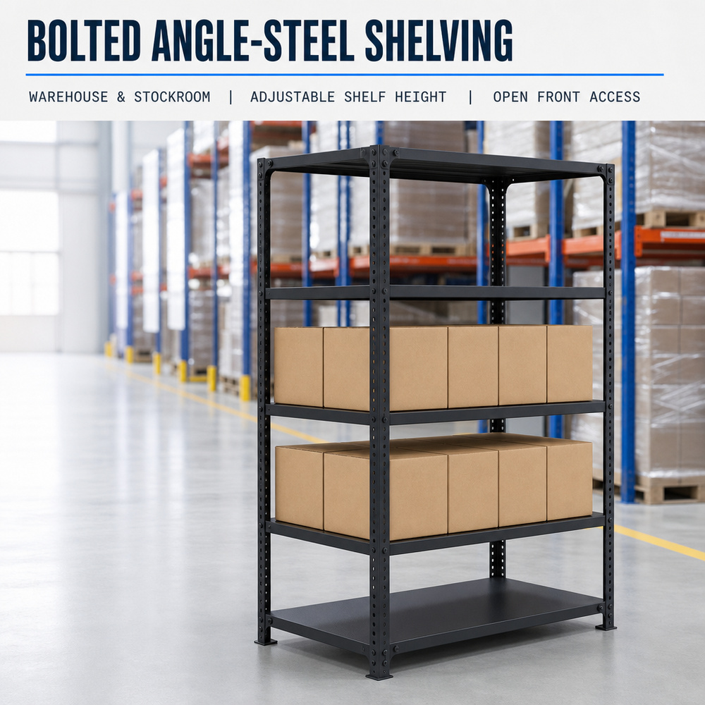 Slotted Angle Steel Rivet Rack Storage Shelving Unit with Corrosion Protection for Warehouse