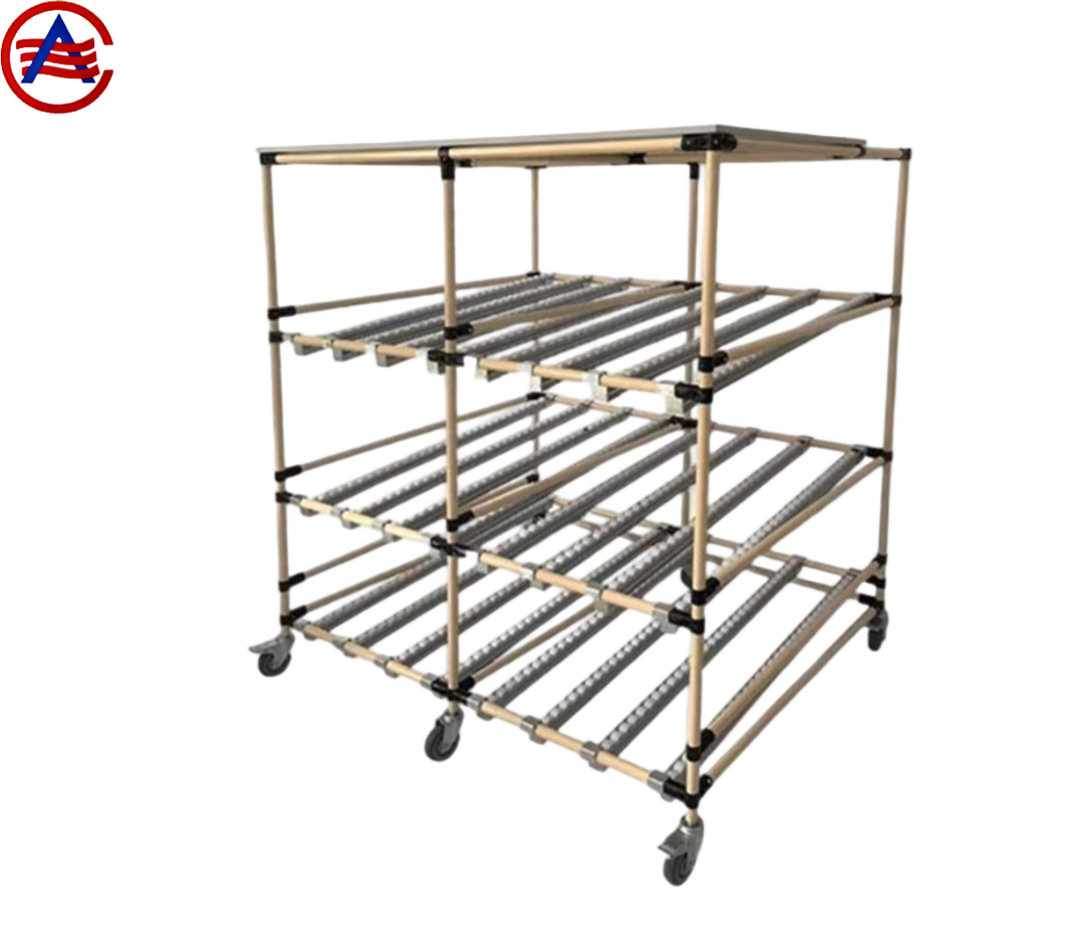 AOCHEN Industrial Steel Flow Rack Shelving System | Collapsible Adjustable Gravity Roller Shelves for Warehouse Storage