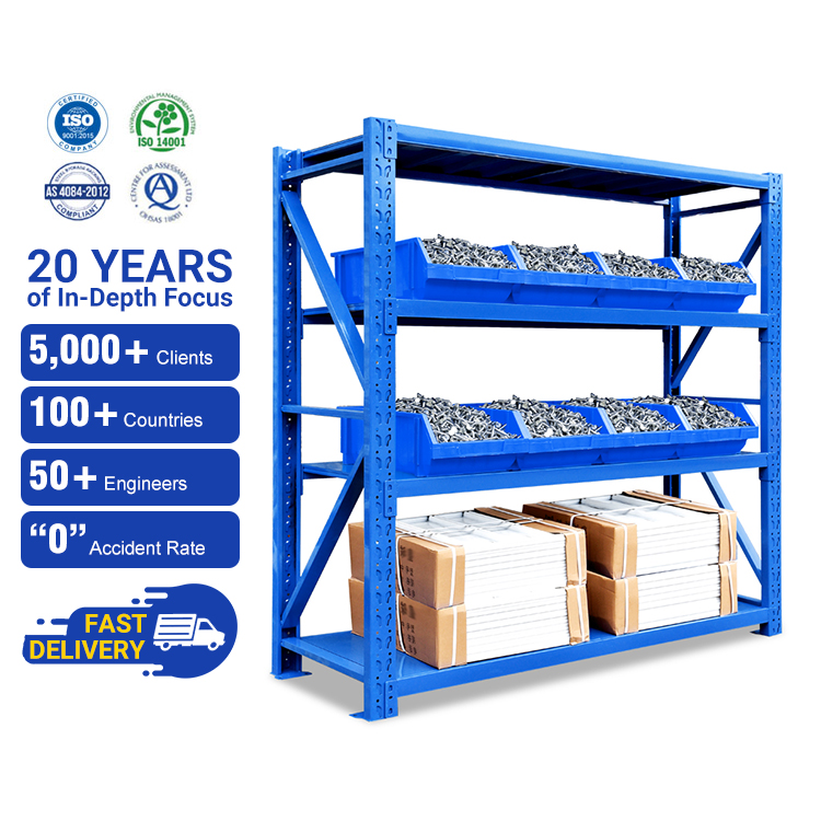 Factory Direct Powder Coated Slotted Angle Rack Light Duty Steel for Workshop Garage Storage
