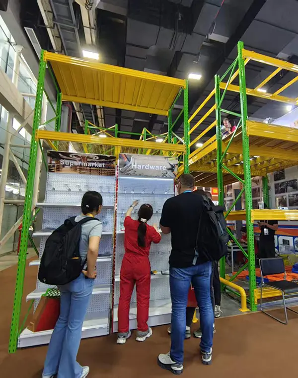 High-density racking booth showcase
