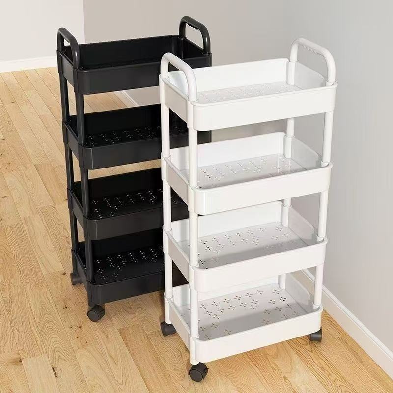 4 Wheel Rolling Storage Rack Multi Tier Shelf Kitchen Organizer Utility Cart for Home Bathroom Organizer Rack Space Saving Cart