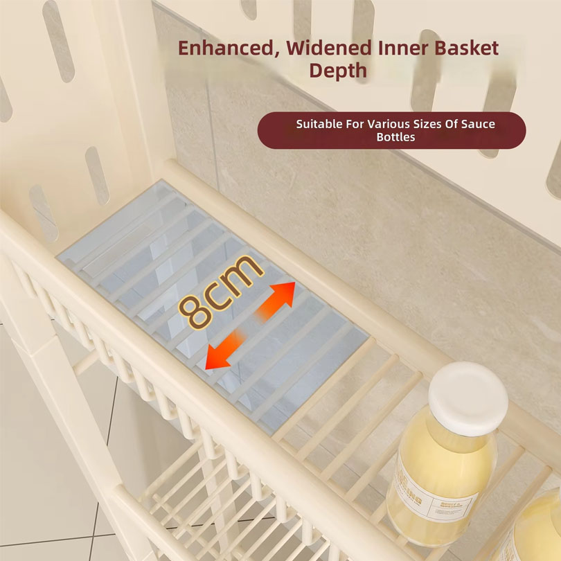 Stable Wall Mounted Slim Narrow Kitchen Shelving 4-Layer Eco-Friendly Durable Lightweight Multi-Purpose Storage Rack