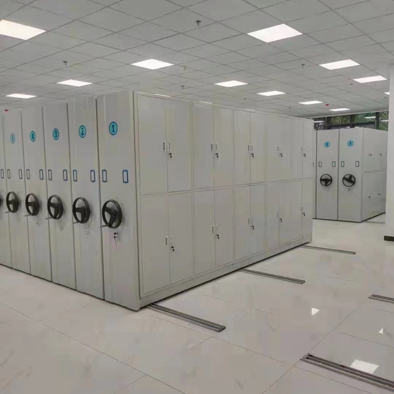 High-Density Intelligent Mobile Shelving System Rolling White Panel Library Movable Filing Cabinet for School Workshop