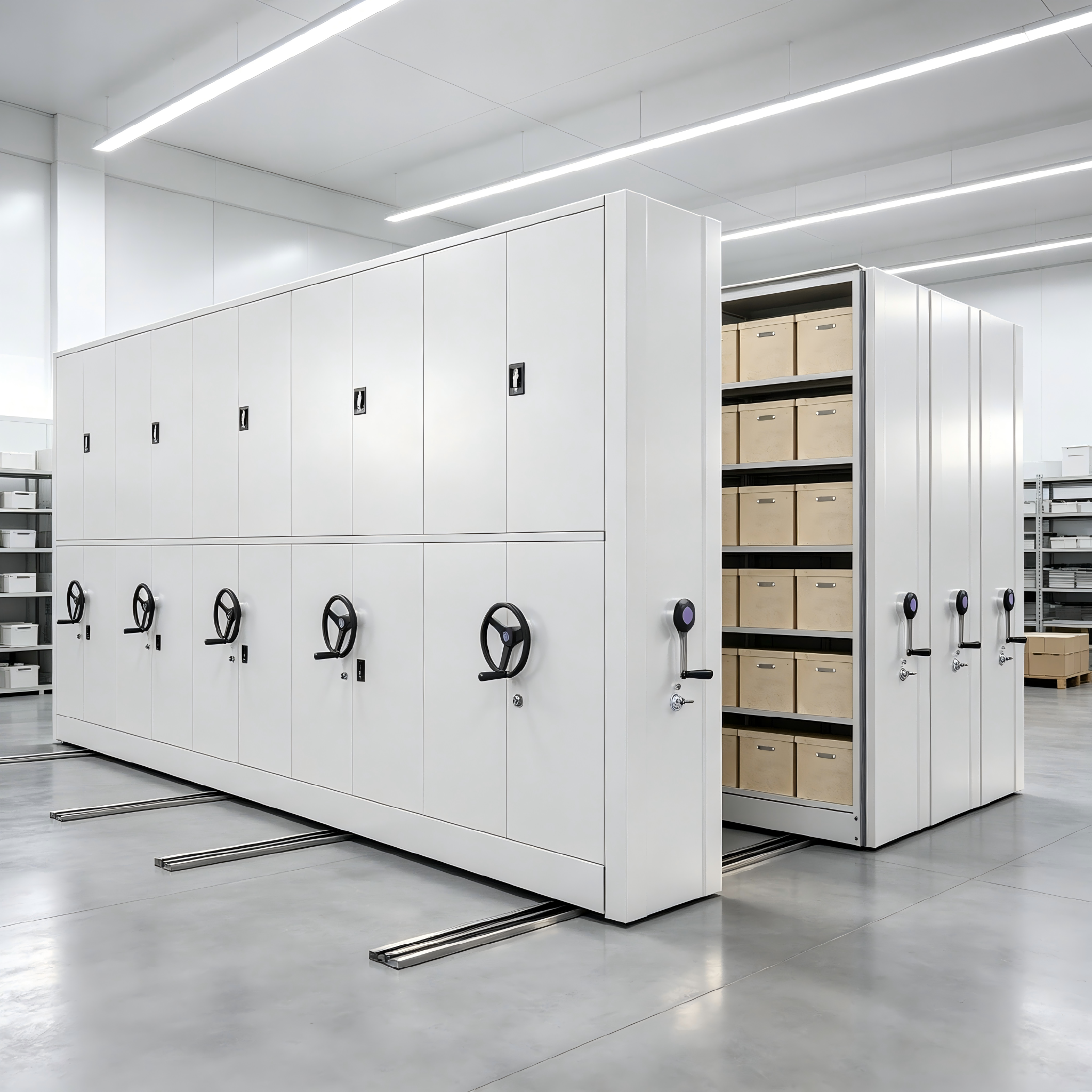 Modular Assembly High Density Mobile Shelving Steel Compactor System for School & Workshop Warehouse Goods Stacking Railing Bays