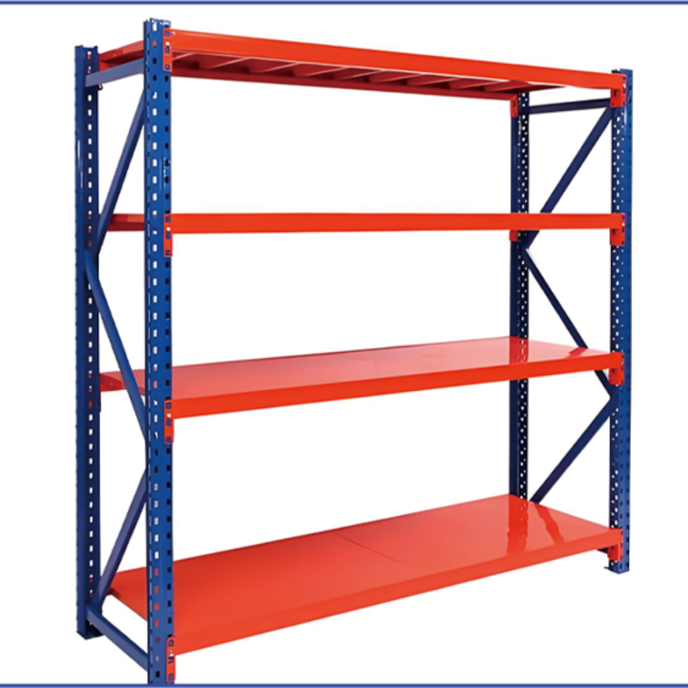 4-Layer Heavy Duty Drive-Through Pallet Rack Powder Coated Steel Adjustable Shelves Customizable Length for Warehouse Storage