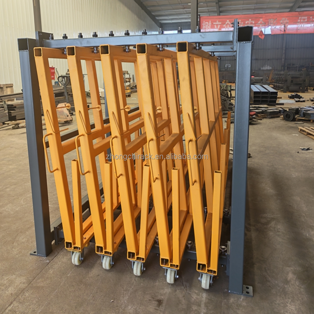 Heavy Load 8-Layer Adjustable Vertical Roll Out Sheet Rack With Wheels For Steel Aluminum And Panel Material Storage
