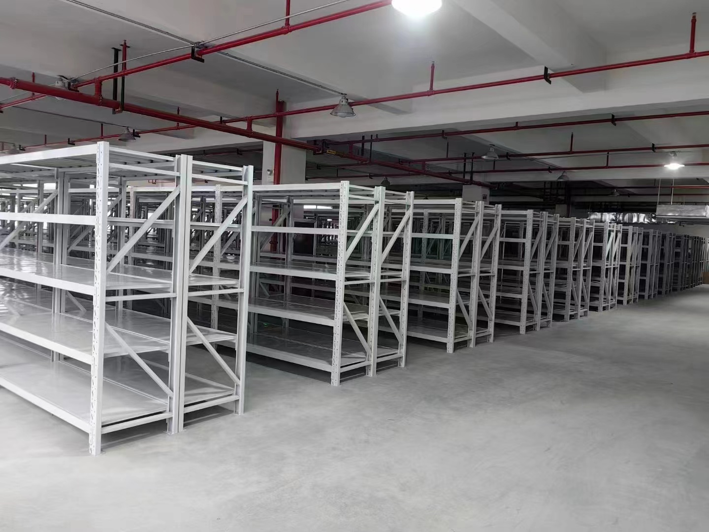 Boltless Butterfly-Hole Welded Upright Shelving, Rectangular Diagonal Braces, Matte Powder-Coated, KD, Warehouse Retail