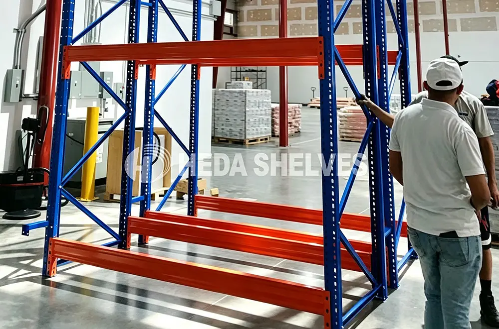 Industrial shelving aisle configuration
