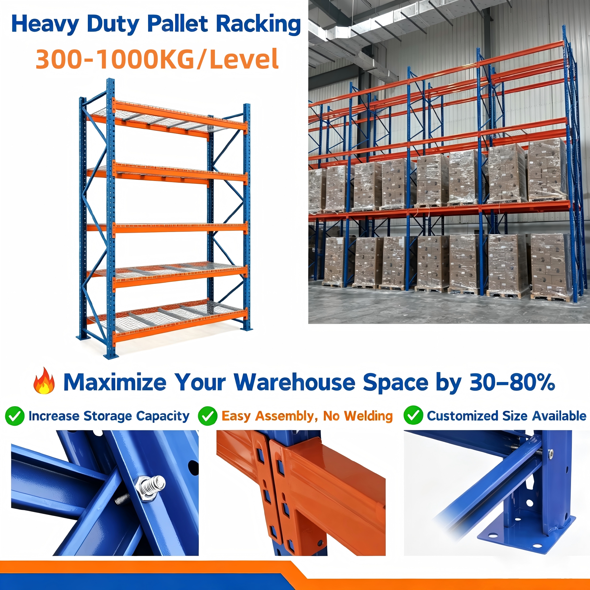 Custom Heavy Duty Industrial Steel 5 Multi-Level Stacking Storage Carpet Roll Display Warehouse Beam Pallet Racking Systems