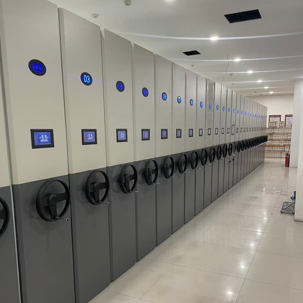 High-Density Intelligent Mobile Shelving System Rolling White Panel Library Movable Filing Cabinet for School Workshop
