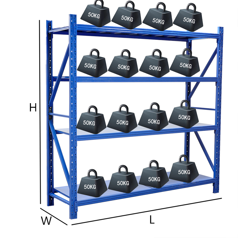 Metal Medium Duty Racking 4 Level Wide Span Shelving Units Boltless Warehouse Storage Rack System