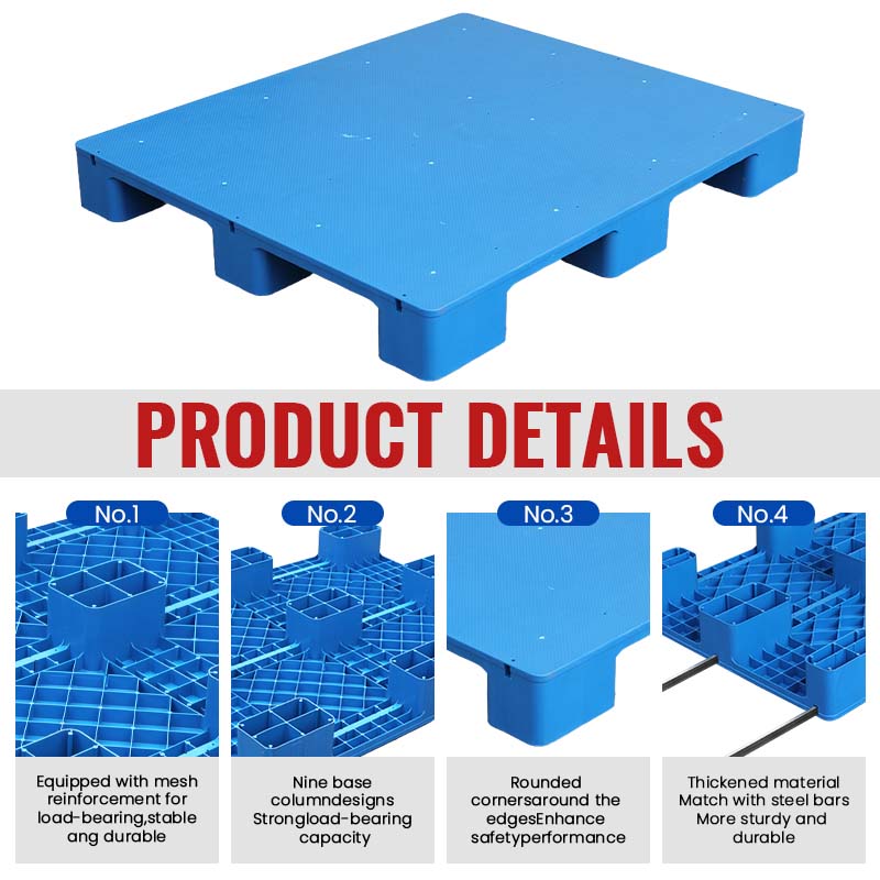 Space Saving Nestable Solid Top Plastic Pallets Distribution 9-Legs Shipping Pallet for Warehouse Storage ODPC