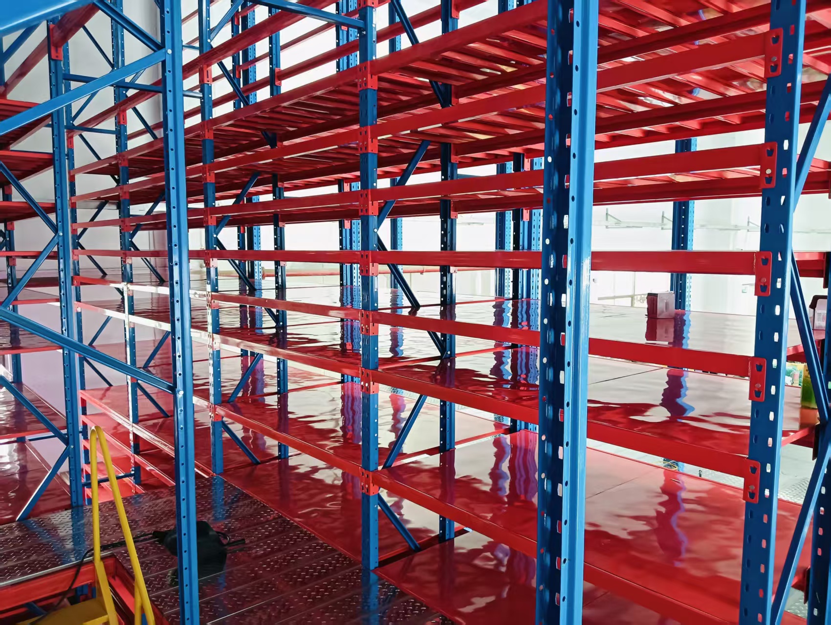 2000KGS Layer Heavy Duty Steel Pallet Rack Adjustable Beam Storage Shelving Powder Coated Blue Orange Warehouse System